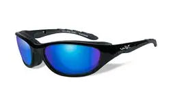 Wiley-X Airrage Sunglasses – Gloss Black frame/Captivate Polarized Blue Mirror (gray base)