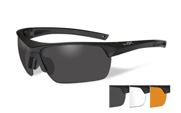 Wiley-X Guard Advanced Sunglasses – Matte Black frame with Smoke Grey/Clear and Light Rust Lenses