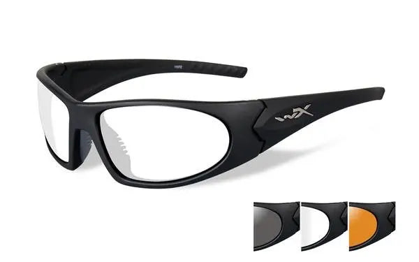 Wiley-X Romer III Sunglasses – Matte Black frame with Smoke/Light Rust and Clear Lenses