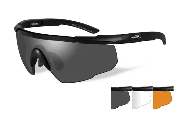 Wiley-X Saber Advanced Sunglasses – Matte Black frame with Clear/Smoke and Light Rust Lenses