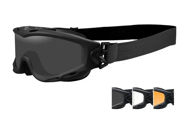 Wiley-X Spear Goggles – Matte Black frame with Clear/Light Rust and Smoke Lenses