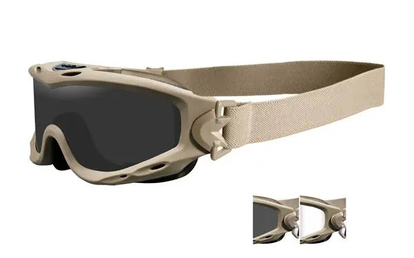 Wiley-X Spear Goggles – Tan frame with Clear and Smoke Lenses