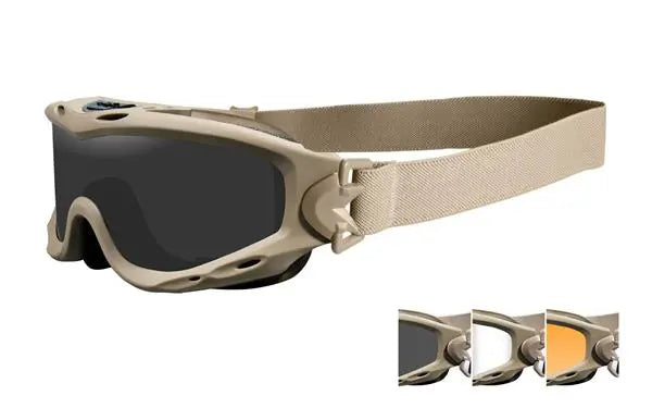 Wiley-X Spear Goggles – Tan frame with Clear/Light Rust and Smoke lenses